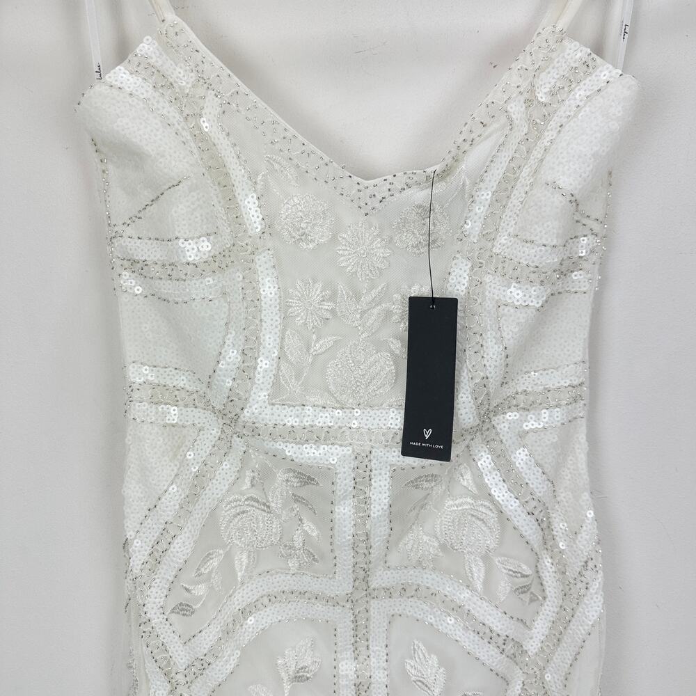 Lulus Alluring Interest White Sequin Embroidered Sleeveless Midi Dress Small NWT - Picture 10 of 13